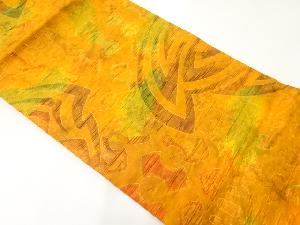 リサイクル　抽象模様織出し開き名古屋帯（額縁仕立て）